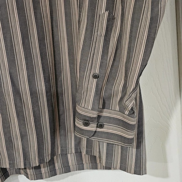 Pierre Cardin Striped Button Down Shirt Green Size L 16-16 1/2 - Picture 6 of 7